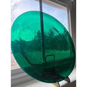 Artisan Crafted 12” Vintage Large Emerald Green Glass Charger Plate